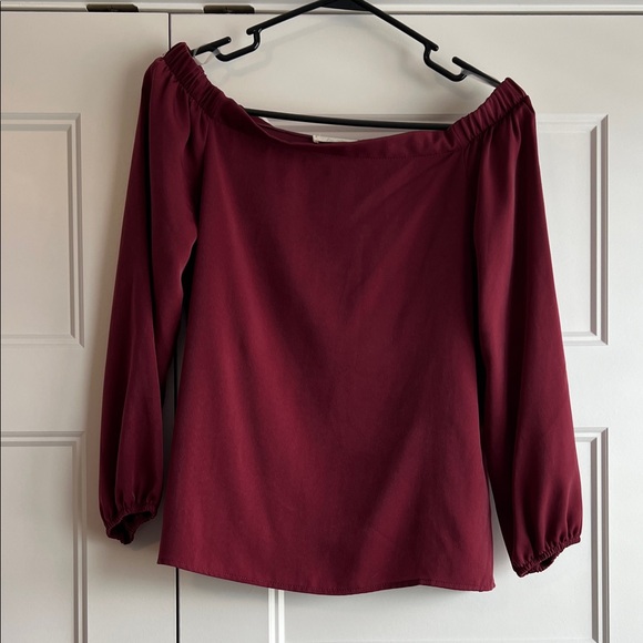 Les Amis Tops - Les Amis Elegant Burgundy Off Shoulder Top
